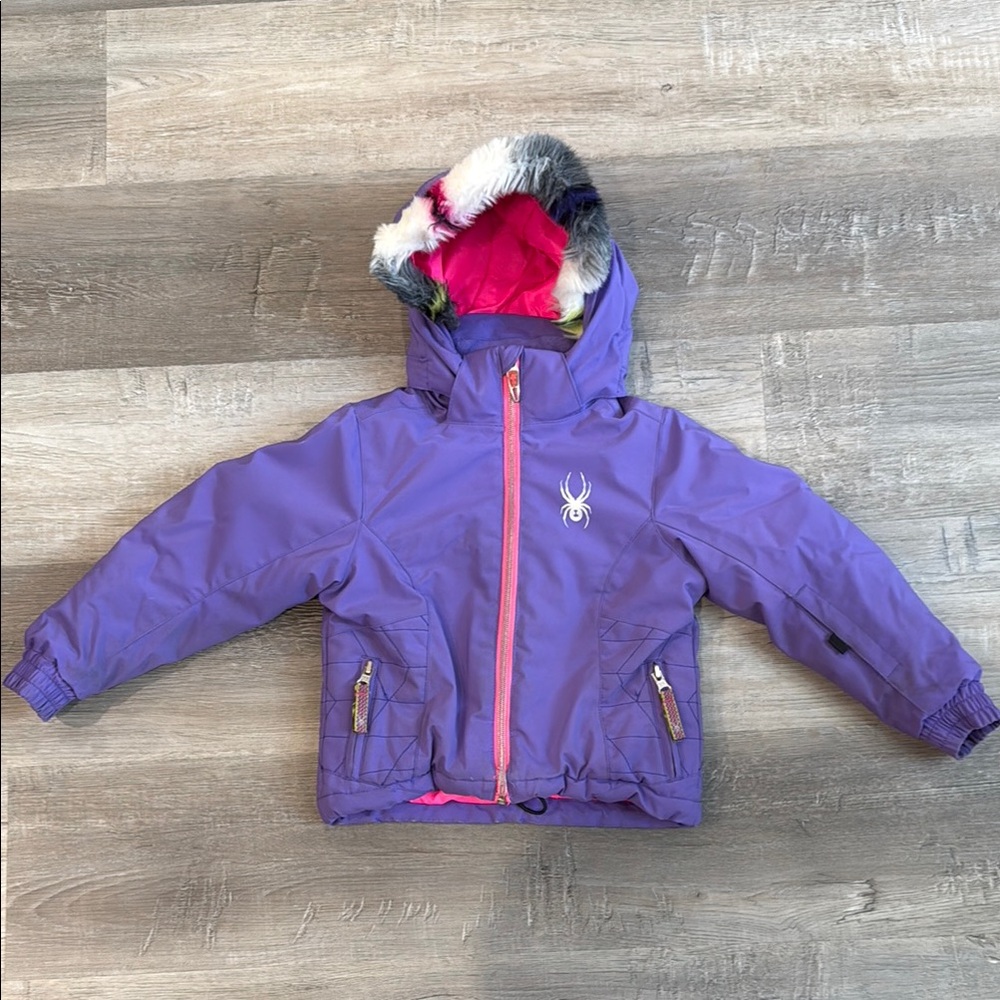 Spyder Purple Kids Ski Jacket with Pink Accents - Size 2